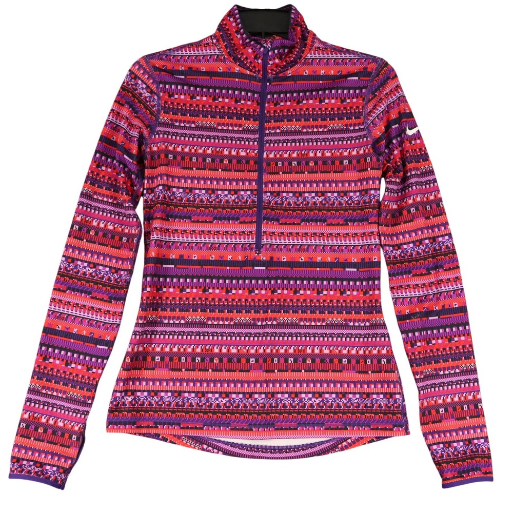 Nike‎ Pro Dri-FIT Quarter Zip Pullover Womens S Geometric Pattern Training Top